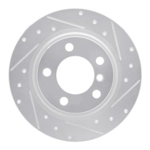 Mini Cooper Countryman Brake Rotor (1) - Rear Right - R1 Concepts - Drilled & Slotted - Silver - `13-`16